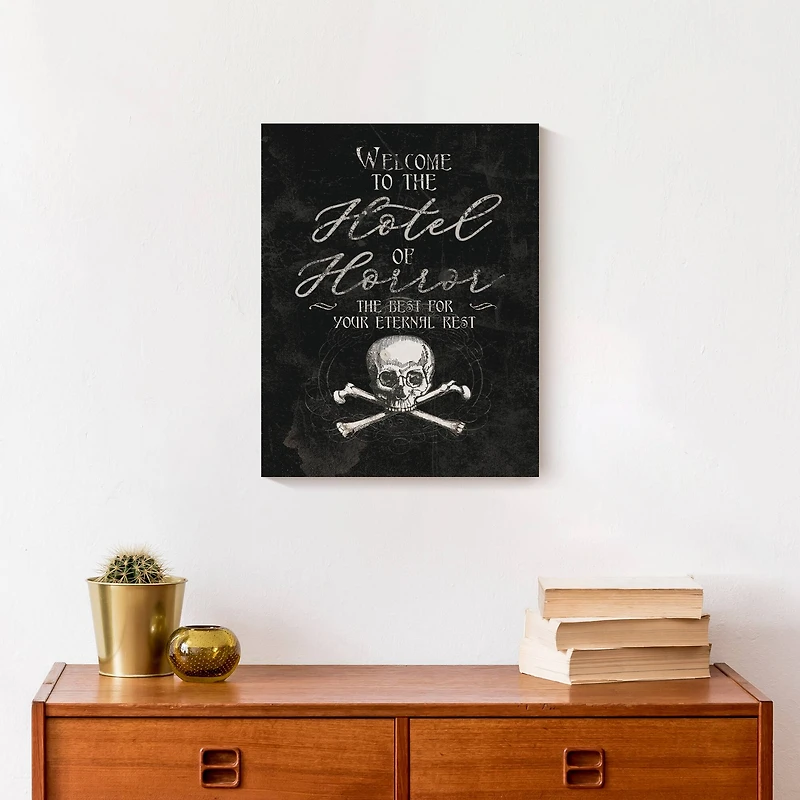 Hotel Of Horror Skull Canvas Wall Art