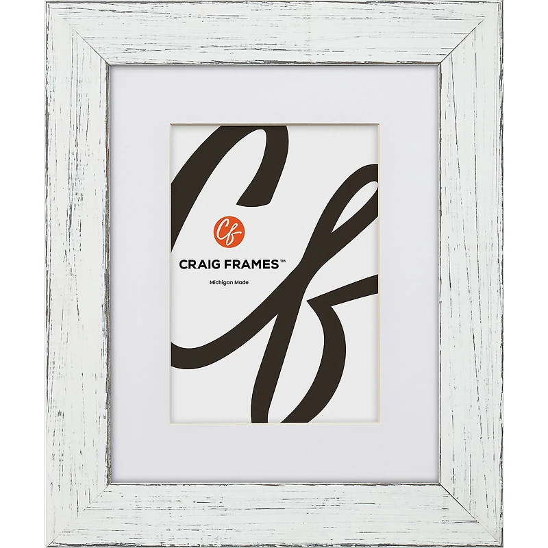 Craig Frames 4 Pack: Jasper Marshmallow Weathered White Picture Frame with Mat