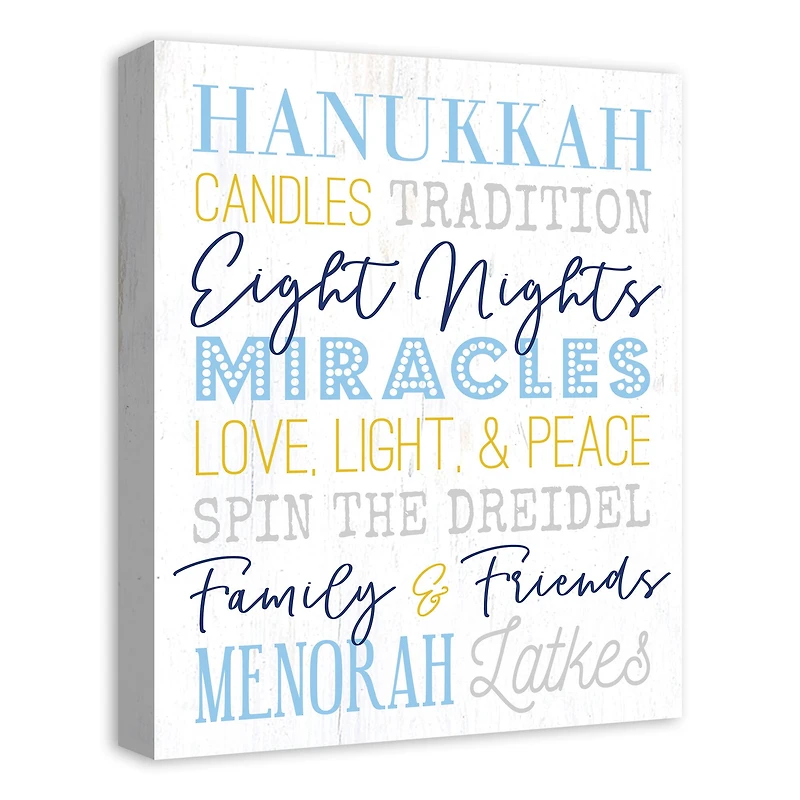 Hanukkah Words and Phrases 16x20 Canvas Wall Art
