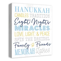 Hanukkah Words and Phrases 16x20 Canvas Wall Art