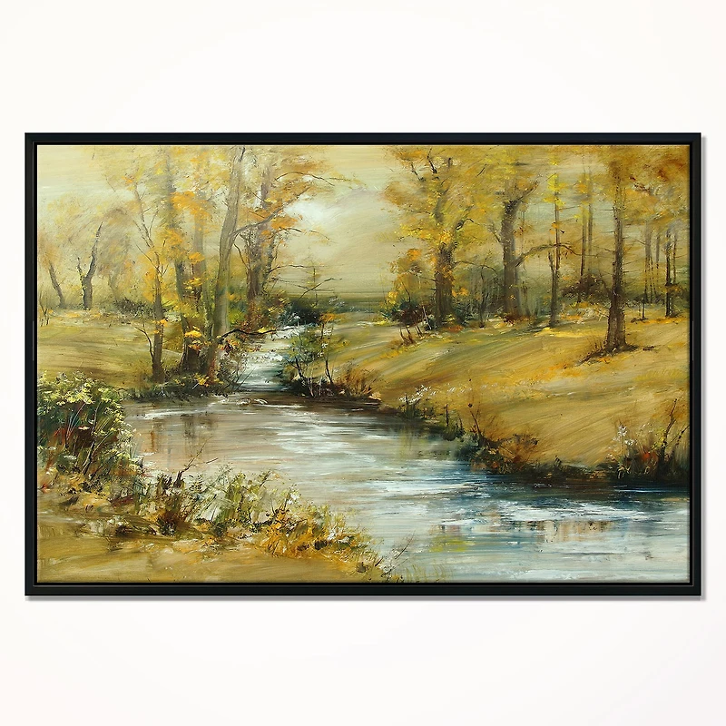 Designart - Brook in Autumn Oil Painting