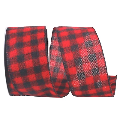 Reliant 2.5" x 25yd. Red Buffalo Plaid Wired Ribbon, 25yd.