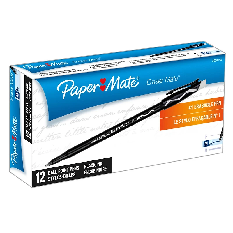 Paper Mate® Eraser Mate® Black Pen, 2 Packs of 12