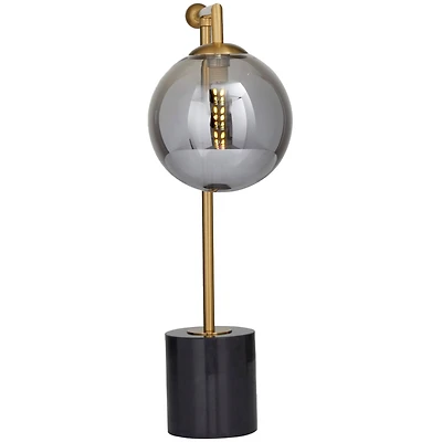 Silver Metal Orb Desk Lamp with Marble Base 6" x 15" x 19"