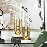 Gold Aluminum U-Shaped Candle Holder Set