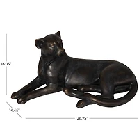 13" Black Laying Leopard Sculpture