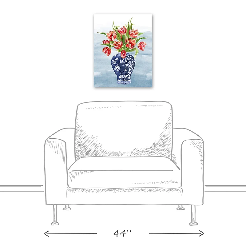 Chinoiseire Tulips 16" x 20" Canvas Wall Art
