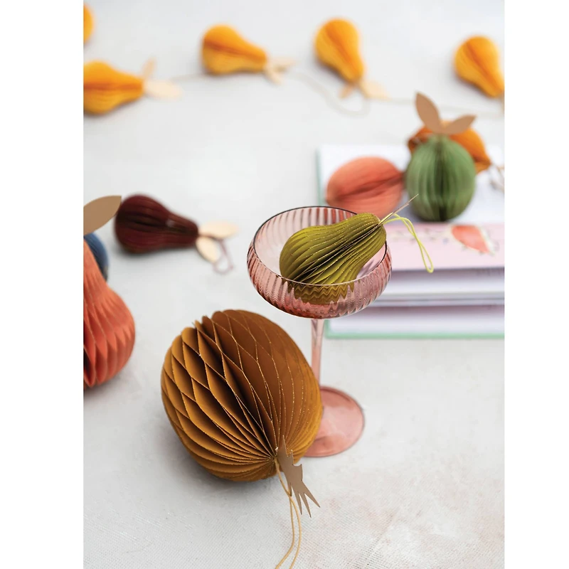 Hello Honey® 5" Handmade Recycled Paper Honeycomb Pineapple Ornament with Glitter Edge Set