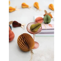 Hello Honey® 5" Handmade Recycled Paper Honeycomb Pineapple Ornament with Glitter Edge Set