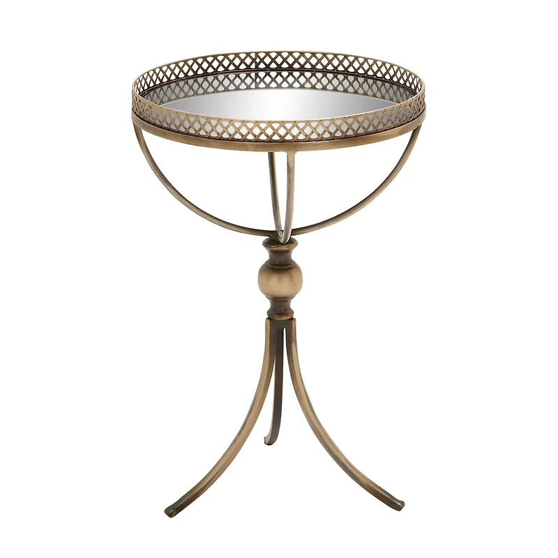 24" Brass Iron Traditional Accent Table