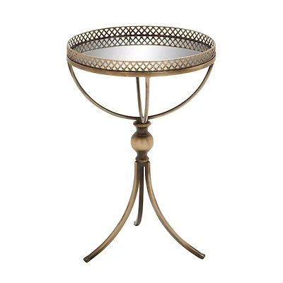 24" Brass Iron Traditional Accent Table