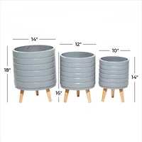 Set of 3 Grey MgO Contemporary Planter 14", 16", 18"