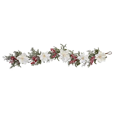 5ft. Frosted Magnolia & Berry Garland