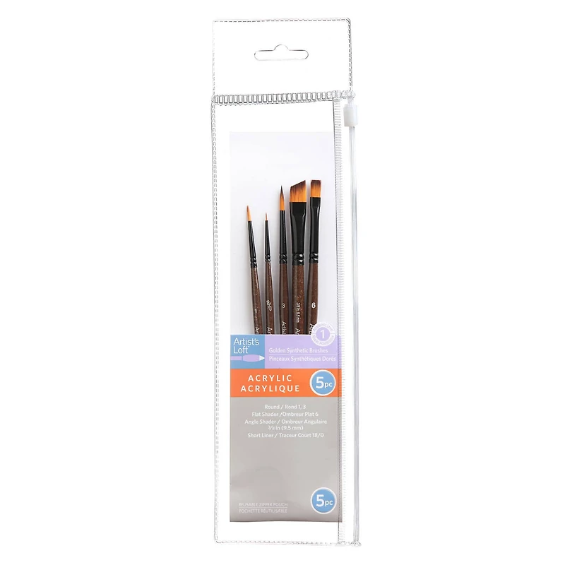 12 Packs: 5 ct. (60 total) Golden Synthetic Acrylic Brush Set by Artist's Loft™
