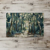 18" x 27" Blue & Green Abstract Forest Landscape Floor Mat