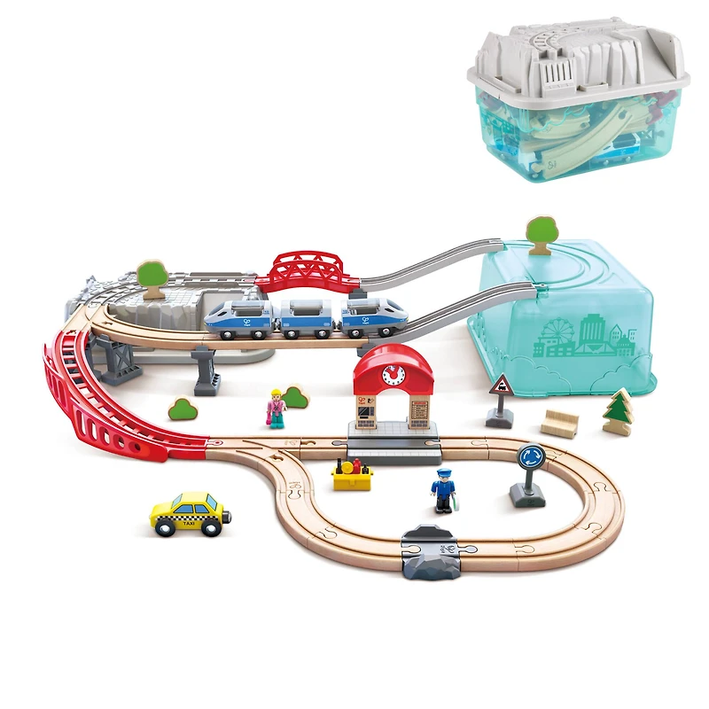 Hape Wooden City Train Bucket Set