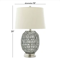Grey Cotton Coastal Table Lamp, 25" x 15" x 15'
