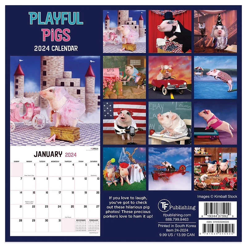 TF Publishing 2024 Playful Pigs Mini Calendar