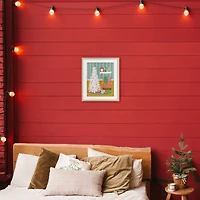 Stupell Industries Pink Cozy Christmas Tree Interior Framed Print Under Glass Wall Art