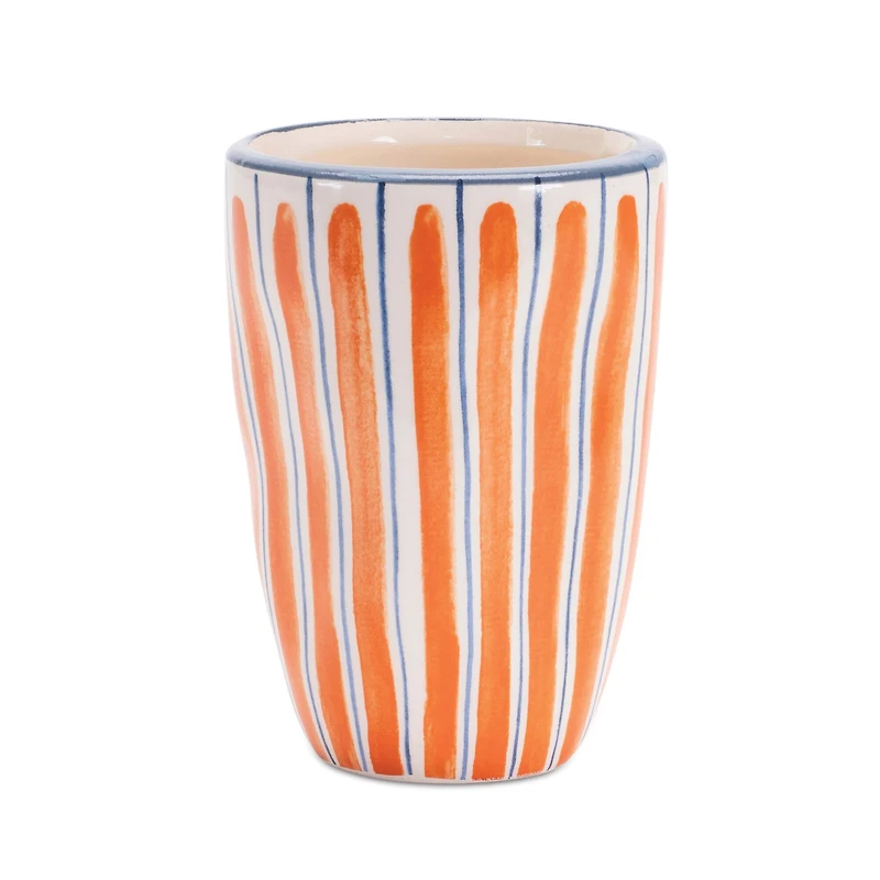 Orange Wavy Stripe Dolomite Planters Set