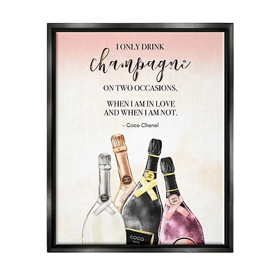 Stupell Industries Champagne and Love Quote Fashion Designer Glam Text Framed Floater Canvas Wall Art