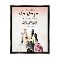 Stupell Industries Champagne and Love Quote Fashion Designer Glam Text Framed Floater Canvas Wall Art