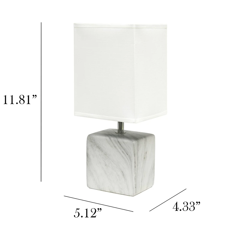 Simple Designs White Marbled Ceramic Table Lamp
