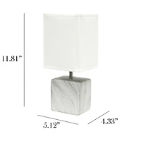 Simple Designs White Marbled Ceramic Table Lamp