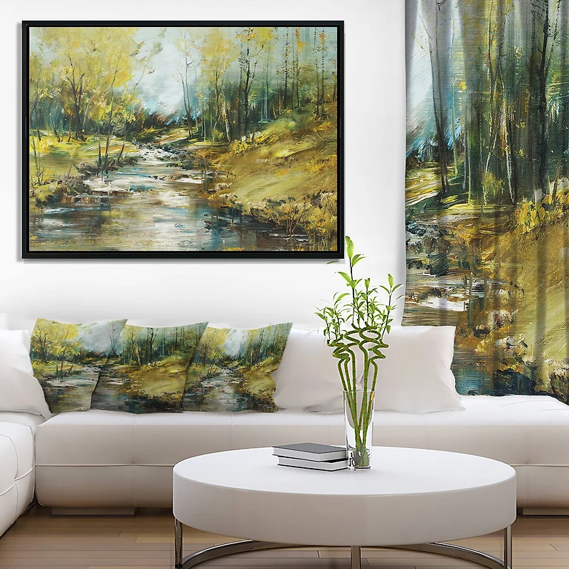 Designart - Creek in the Forest Oil Painting