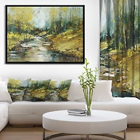 Designart - Creek in the Forest Oil Painting