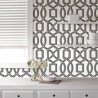 NuWallpaper Uptown Trellis Black & White Peel & Stick Wallpaper