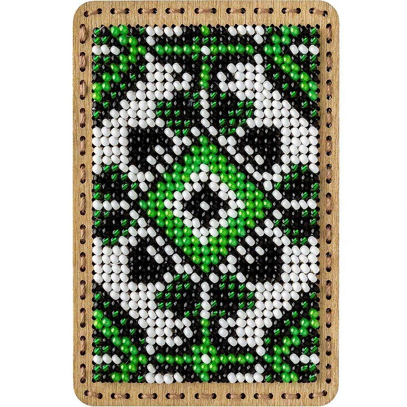 Wonderland Crafts Green & White Bead Embroidery Needle Box Kit