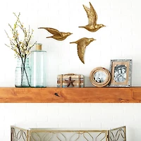 Gold Polystone Coastal Birds Wall Decor Set
