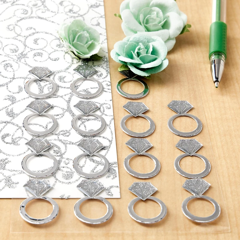 12 Packs: 16 ct. (192 total) Wedding Ring Dimensional Stickers by Recollections™ Signature™