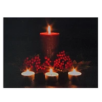 LED Lighted Red & Green Candles Christmas Canvas Wall Art