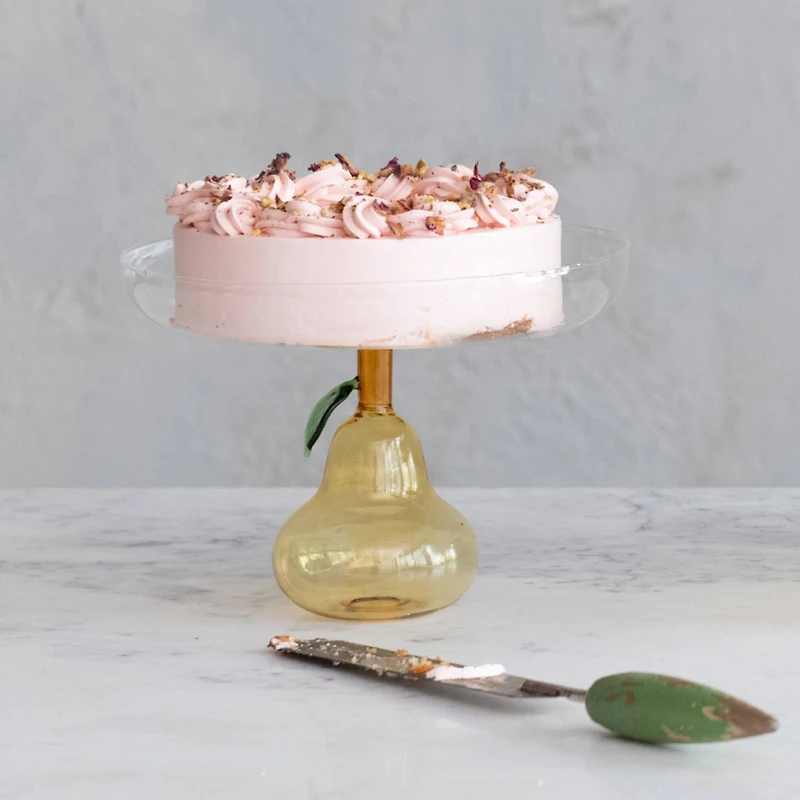 Hello Honey® 7.75" Pear Perfection Glass Food Pedestal