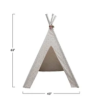 Hello Honey® 5ft. Canvas and Wood Teepee with Floral Pattern and Felt Flowers