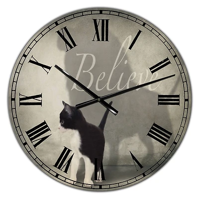 Designart 'Believe Shadow I Oversized Cottage Wall Clock