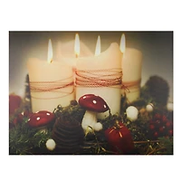LED Lighted Red & White Flickering Candles Christmas Wall Art