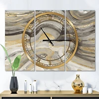 Designart Glam Gold Canion Modern 3 Panel Wall Clock