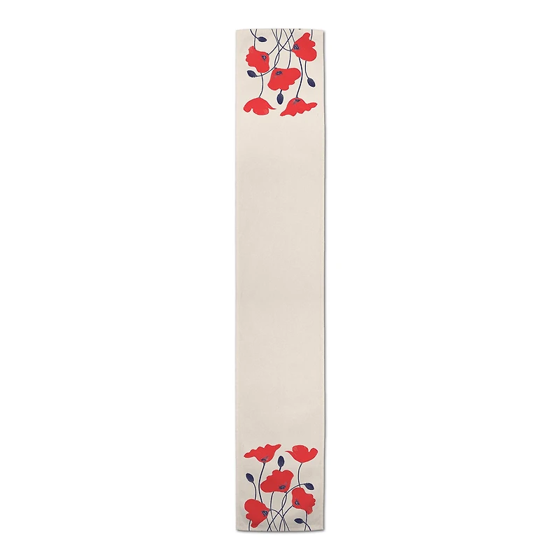 Simple Red Poppies Cotton Twill Runner