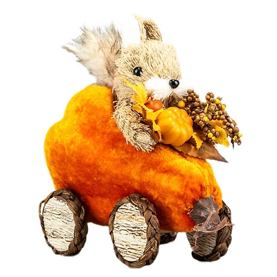 7" Squirrel in Pumpkin Car Natural Décor by Ashland®