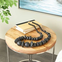 Black Wood Necklace Handmade Geometric Beaded Garland Sculpture