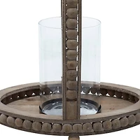 Brown Recycled wood Natural Candle Holder Lantern, 29" x 13" x 10"