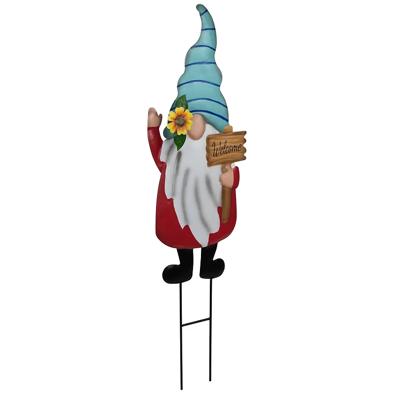22" Red Welcome Gnome Outdoor Garden Stake