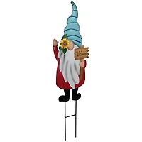 22" Red Welcome Gnome Outdoor Garden Stake