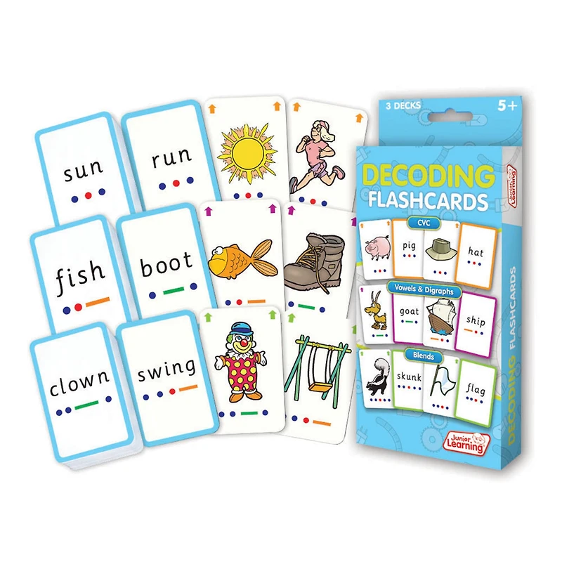 Junior Learning® CVC, Vowels Digraphs & Blends Decoding Flashcards