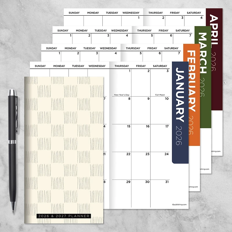 2026-2027 Checkerboard Small Monthly Pocket Planner