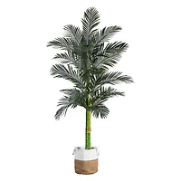 8ft. Golden Cane Palm Tree in Handmade Natural Cotton Planter