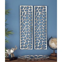 Silver Aluminum Modern Abstract Rectangle Wall Décor Set